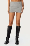 Edikted Gino Fold Over Knit Mini Skirt In Gray/melange, Women's At Urban Outfitters In Gray
