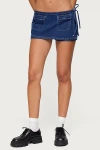 Edikted Giselle Wrap Denim Mini Skort In Blue, Women's At Urban Outfitters In Blue