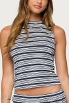 Edikted Glennon Striped Top In Navy, Women's At Urban Outfitters In White