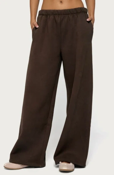 Edikted Glow Rhinestone Wide Leg Sweatpants In Brown