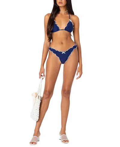EDIKTED GOLDEN RUFFLE EDGE BIKINI BOTTOM