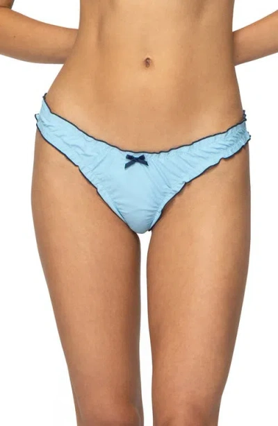 Edikted Golden Ruffle Edge Bikini Bottoms In Blue
