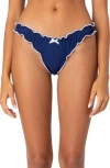 Edikted Golden Ruffle Edge Bikini Bottoms In Navy
