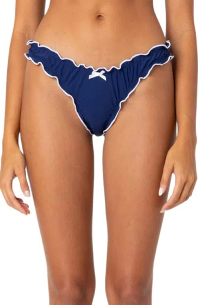 Edikted Golden Ruffle Edge Bikini Bottoms In Navy