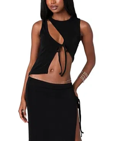 Edikted Goldie Asymmetric Cut Out Top In Black