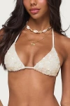 Edikted Grace Sequin Triangle Bikini Top In White, Women's At Urban Outfitters