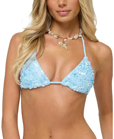 EDIKTED GRACE SEQUIN TRIANGLE BIKINI TOP