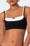 Edikted Gracie Layered Bra Top In Black-and-white