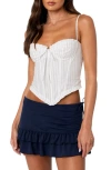 Edikted Greca Stripe Poplin Corset Top In White-and-blue