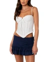 Edikted Greca Stripe Poplin Corset Top In White And Blue