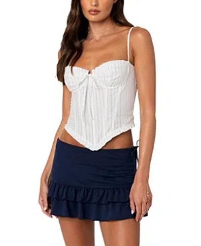 Edikted Greca Striped Poplin Corset In White And Blue