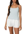 Edikted Gretta Striped Ribbed Tank Top In Light-blue