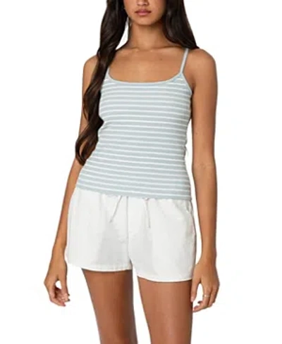 Edikted Gretta Striped Ribbed Tank Top In Light-blue