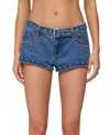 Edikted Grommet & Stud Denim Micro Shorts In Blue, Women's At Urban Outfitters In Blue
