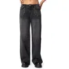 Edikted Grommet Low Rise Baggy Wide Leg Jeans In Black
