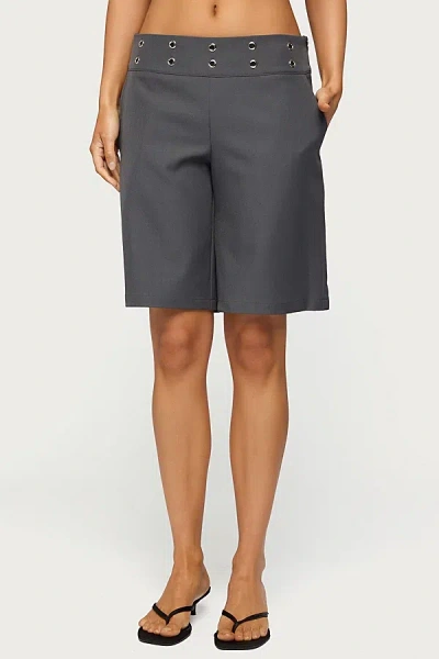 Edikted Grommet Low Rise Bermuda Shorts In Dark/gray, Women's At Urban Outfitters