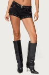 Edikted Belted Studded Faux Suede Microshorts In Multi