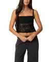 Edikted Gwyn Mixed Lace Tank In Black