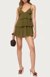 Edikted Gwynne Chiffon Ruffled Mini Dress In Green