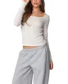 Edikted Hailey Rib Scoop Neck Top In White