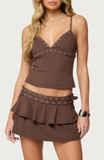 Edikted Hailie Grommet Trim Camisole In Brown