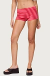 Edikted Hali Striped Knit Shorts In Red