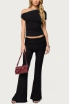 Edikted Halli Fold Over Mini Skirt Pants In Black, Women's At Urban Outfitters In Black