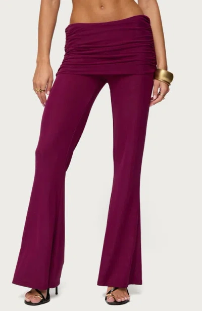 Edikted Halli Foldover Flare Pants In Pink