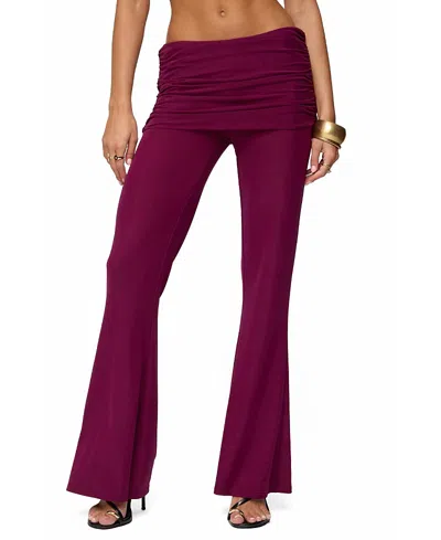 Edikted Halli Foldover Mini Skirt Pants In Purple