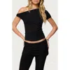 Edikted Halli Twisted Off Shoulder Top In Black