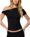 Edikted Halli Twisted Off Shoulder Top In Black