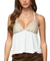 Edikted Hallie Sequin Halter Babydoll Top In White