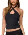 Edikted Halsie Ring Cut Out Halter Top In Black