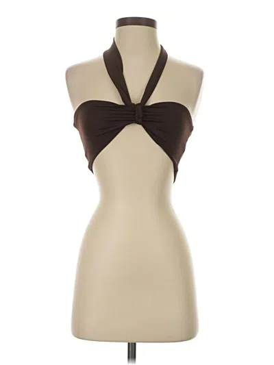 Pre-owned Edikted Halter Top Brown Halter Neckline Tops