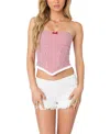 Edikted Hamilton Pinstripe Poplin Crop Corset Top In Red
