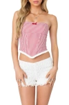 Edikted Hamilton Pinstripe Poplin Crop Corset Top In Red