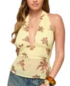 Edikted Hannah Floral Chiffon Halter Top In Yellow