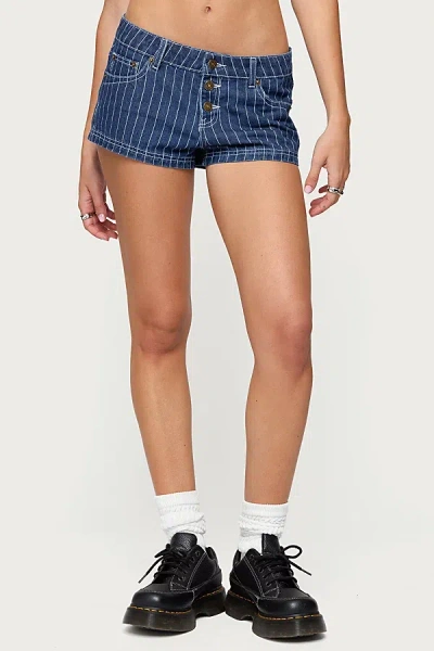 Edikted Hanson Pinstripe Denim Shorts In Blue, Women's At Urban Outfitters