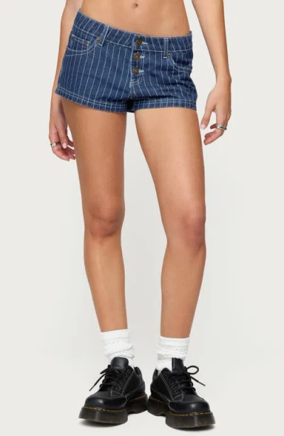 EDIKTED EDIKTED HANSON PINSTRIPE LOW RISE DENIM SHORTS