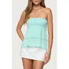 Edikted Harleigh Ruffled Linen Look Tube Top In Blue