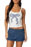 Edikted Harpa Gingham Bow Tank Top In White