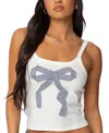 Edikted Harpa Gingham Bow Tank Top In White