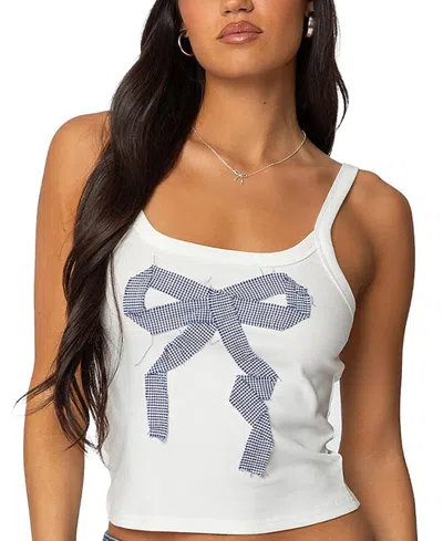 Edikted Harpa Gingham Bow Tank Top In White