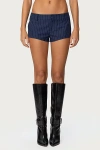 Edikted Harrison Pinstripe Low Rise Microshorts In Blue