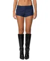 Edikted Harrison Pinstripe Micro Shorts In Navy
