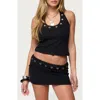 Edikted Havana Grommet Ribbed Halter Top In Black