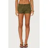 Edikted Hazen Grommet Low Rise Twill Shorts In Green