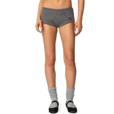 Edikted Heart Knit Micro Shorts In Gray