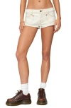 Edikted Hearts Low Rise Denim Micro Shorts In White