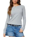 Edikted Helanie Long Sleeve Waffle Stitch Henley In Gray